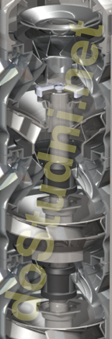 Budowa pompy głębinowej FP4 wyposażonej w wirniki semiosiowe i dyfuzory ze stali nierdzewnej